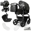 Produktbild: Bergsteiger Capri Kombikinderwagen 3-in-1 – Babywanne, Sportsitz & i-Size Babyschale, Luftreifen, Federung, höhenverstellbarer Griff, faltbar, Zubehör