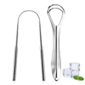 Produktbild: Fousenuk 2 stück Zungenreiniger, Zungenschaber aus 304 Edelstahl Tongue Scraper Set Gegen Mundgeruch, Zungenbürste für Einen Frischen Atem Tongue Cleaner mit Griff für Erwachsene und Kinder