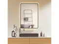 Produktbild: HOKO Badspiegel Antibeschlag LED 50x70 / 60x80 / 70x100 cm mit Metallrahmen (HOCH+QUER Montage. Touch Schalter+Licht Wechsel 2700-6500K, Warmweiß-Kaltweiß-Neutral. Licht mit Touch Schalter und mit Wandschalter einschaltbar, Memory-Funktion. IP44, 5mm HD Glass)
