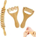 Produktbild: 3 Stück Faszienrolle, Faszienstab Massageroller Beine Faszienrolle Holz mit 