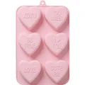 Produktbild: Rice Silikonbackform Herz - Rosa mit Liebesbotschaften - 6er Form (BAFOR-HEARTS)