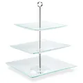Produktbild: Relaxdays Etagere, 3-stöckig, eckig, Cupcakes, Kekse, Snacks, Obst, Glas, Edelstahl, Servierständer, transparent/silber