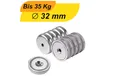 Produktbild: MaajeeKuto Magnet Neodym Magnete Loch Bohrung Senkung 32mm Magnet zum schrauben Scheibe (4-St)