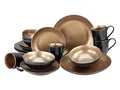 Produktbild: CreaTable, 23598, Serie GLAMOUR - Gold, 16-teiliges Geschirrset, Kombiservice aus Steinzeug, spülmaschinen- und mikrowellengeeignet, Qualitätsproduktion