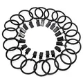 Produktbild: Fippy 20 Stück Gardinenringe mit Clips 38mm Metall Vorhangring Hängende Ringe für Vorhänge und Stäbe, (Schwarz, Silber) (Schwarz)