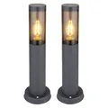 Produktbild: GLOBO Wegeleuchte Pollerleuchte Außen Sockelleuchte Gartenlampen anthrazit, Standleuchte Balkon, Edelstahl rauchfarben, 1x E27 Fassung, DxH 7,6x45cm, 2er Set