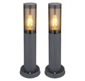 Produktbild: GLOBO LIGHTING Außen-Stehlampe, Leuchtmittel nicht inklusive, Sockelleuchte Wegeleuchte Außenlampe E27 rauch Edelstahl anthrazit 2x
