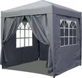 Produktbild: Pop-Up-Pavillon 2,5 x 2,5 m Smoky Grau mit 4 Easy-Klett Seitenwänden mit 2 Reißverschlüssen.