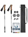 Produktbild: JELEX Nature Teleskop Walking Stöcke für Nordic Walking verstellbar, inkl. diverser Aufsätze für Outdoor Aktivitäten, ultraleichte Wanderstöcke mit Antishock-Technologie (Silber Premium)