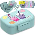 Produktbild: BEARFOOT Brotdose Kinder mit Fächern, BPA frei, Lunchbox, Bento box, Brotbox, Brotdose Mädchen & Jungen, Snackbox, 100% auslaufsicher, Vesperbox für Kindergarten, Schule (BubbleTea-mint)