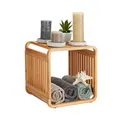 Produktbild: Relaxdays Bambus Regal, abgerundetes Standregal, schmales Badregal mit 2 Ablagen, quadratisch, HBT: 33x33x33 cm, natur
