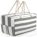 Produktbild: BigDean Strandtasche XXL große Badetasche mit Reißverschluss Schwimmbad Tasche Saunatasche Einkaufstasche Umhängetasche (Grau Weiß & Grau Weiß)