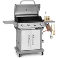 Produktbild: Klarstein Gasgrill für Camping Balkon Garten, Grill mit 4 Brenner, 14400W Edelstahl-Gasgrill, Outdoor Gasgrill mit Seitenbrenner, Gas Grill für P... - Silber