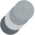 Produktbild: Svkiyang 4 Stück Topfuntersetzer Set Untersetzer Baumwolle Faden Weben Matte Heißer Topf Halter Topflappen,4 Farben Runde Geflochtene Untersetzer Topf Heiß Pads Löffelablage zum Kochen in Küche…