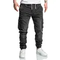 Produktbild: Amaci&Sons Cargojeans ALSIP Sweathose im Denim Look Herren Sweathose in Stretch Denim Jeans schwarz W34