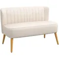 Produktbild: 2-Sitzer Stoffsofa Polstersofa Doppelsofa Sitzmöbel Loungesofa Holz Samtartiges Polyster Schaumstoff Cremeweiß 117 x 56,5 x 77 cm - Homcom