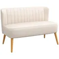Produktbild: HOMCOM Sofa 2 Sitzer Couch, Kleine Loveseat mit Samt-Optik Modern Polstersofa für Wohnzimmer, Schlafzimmer, kleinen Raum, Cremeweiß 117 x 56,5 x 77 cm