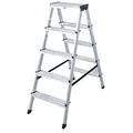 Produktbild: KRAUSE Stehleiter beidseitig MONTO Dopplo silber 2x 5 Stufen, H: 118 cm