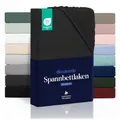 Produktbild: Dreamzie - Spannbettlaken 140x200cm | Mikrofaser Weich – Für Dicke Matratzen – Oeko-Tex | Komfort, Atmungsaktivität, Pflegeleicht – Schwarz