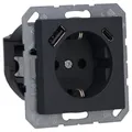 Produktbild: Jung A1520-15CAANM SCHUKO-Steckdose mit USB Typ AC (max. 3A) mit erhöhtem Berührungsschutz (Thermoplast bruchsicher) Anthrazit Matt Serie A