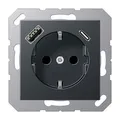 Produktbild: Jung A1520-15CAANM SCHUKO Steckdose mit USB-Ladegerät, Serie A/AS, anthrazit mat