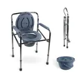 Produktbild: Mobiclinic®, Toilettenstuhl, Toilettensitz, Stahl, Puente, Mit Deckel, Wc Sitz, Höhenverstellbar, Máx. 100 Kg, Eimer Leicht Herauszuziehen, Armlehne, Grau