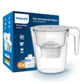 Produktbild: Philips Water Wasserfilterkanne +6 Geschmack+ Ersatzfilterkartuschen schneller Durchfluss elektronischer Timer filtert Chlor Kalk Schwermetalle und Mikroplastik 2,6 L