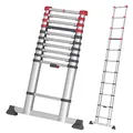 Produktbild: Hailo T80 FlexLine Alu Sicherheits-Teleskopleiter - ausziehbare Anlegeleiter mit 11 Sprossen - Arbeitshöhe bis 397 cm - Gewicht 10,7 kg - Silber