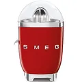 Produktbild: Smeg, Elektrische Zitruspresse CJF01RDEU, manuelle Druckpresse, tropfsicherer Auslauf und Universalkegel, rutschfeste Basis, integrierte Kabeltrommel, 70 W, Rot
