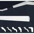 Produktbild: Marbet Design - Stuckleisten xps Styropor weiß 2 Meter Deckenleisten Wandleisten E-Leisten Modelle: E-2 / 17x25mm, 1-Innenecke / 1-Außenecke