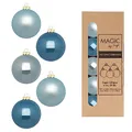 Produktbild: Weihnachtskugeln Glas 6cm x 20 Stück in Kartonbox Christbaumkugeln Set Elysian Blue
