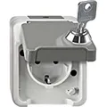 Produktbild: Schneider Electric Merten Aquastar abschließbare Schuko-Steckdose mit Klappdeckel, 1-fach, Aufputz, IP44, lichtgrau, Artikelnummer MEG2423-8029