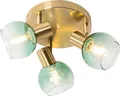 Produktbild: QAZQA - Art Deco Art Deco Deckenlampe Gold I Messing mit grünem Glas 3-flammig Spotbalken Lichter - Vidro I Wohnzimmer I Schlafzimmer - Stahl Rund - LED geeignet E14
