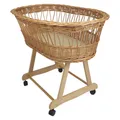 Produktbild: Moseskorb aus Natur Weide mit Holzgestell & Rollen – Babybett, Stubenwagen