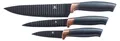 Produktbild: 3tlg. Messerset KING® CARBON DESIGN Edelstahl beschichtete Klingen mit Riffelstruktur / Größen: Kochmesser 20cm, Universalmesser 12.5cm, Gemüsemesser 8.5cm