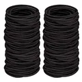 Produktbild: TIYUPA 100 Stück elastische Haarbänder, 2 mm elastische Haargummis, Pferdeschwanzhalter, große Haargummis ohne Metall, sanfte Gummibänder für Damen, Herren, Mädchen, Kinder, Schwarz