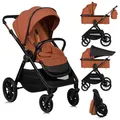 Produktbild: LIONELO LAYLA 2 in 1 Kombikinderwagen Kinderwagen 0-48 Monate bis 22 kg, Babywanne bis 9 kg, Rückenlehne und Fußstütze Verstellbar, AiryDots, 360° Schwenkbare PU-Räder, Vollständige Federung