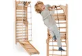 Produktbild: Goodevas Klettergerüst Multifunktionale Schwedenwand & Klettergerüst für Kinder, (Holz Schwedenwand & Rutschensatz – Vielseitiges Indoor Kletterdreieck Set mit Leiter, Rutsche, Monkey Bars, 6-St)
