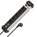 Produktbild: Brennenstuhl Premium-Alu-Line Steckdosenleiste 6-Fach/Steckerleiste aus hochwertigem Aluminium (Mehrfachsteckdose mit Schalter und 3m Kabel, Made in Germany)