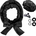 Produktbild: Locken Ohne Hitze, Samt Lockenwickler Über Nacht mit Schlafmütze, Hair Curler DIY Haare Lockenband Frisurenset, Heatless Curls Band für Langes Mittleres Haar (Schwarz)