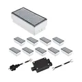 Produktbild: ledscom.de 10er-Set LED Pflasterstein CUS Bodenleuchte für außen, warm-weiß, IP67, 230V, 20x10cm