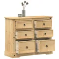 Produktbild: Kommode Schrank Sideboard Schubladen Corona 110x43x91 Cm Massivholz Kiefer