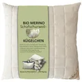 Produktbild: Bio Merino Schafschurwolle Kopfkissen Kissen in 80x80 cm mit 1000 Gramm Schurwoll Kügelchen zur individuellen Höhenverstellung und unterstepptem Baumwollbezug - Made in Germany
