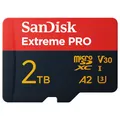 Produktbild: SanDisk Extreme PRO microSDXC UHS-I Speicherkarte 2TB + SD Adapter & RescuePRO Deluxe (Für Smartphones, Actionkameras oder Drohnen, Übertragung bis zu 250 MB/s, 5K, 4K UHD, A2, Class 10, U3, V30)