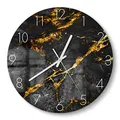 Produktbild: DEQORI Glasuhr | rund Ø 30 cm | Motiv Veredelter Naturstein | ausgefallene leise Design Uhr aus Glas | Wanduhr für Wohnzimmer & Küche | moderne Hingucker Uhr für die Wand