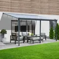 Produktbild: Home Deluxe - Terrassenüberdachung Solis - Grau - B/t/h: 435 / 442 X 300 / 303 X 278 / 226 Cm - Inkl. Hohlkammerplatten, Montagematererial I Carport Pavillion Pergola  Terrassendach Pergola Überdachun