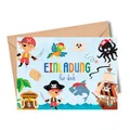Produktbild: MeinBaby123® 10 Einladungskarten Kindergeburtstag Piraten | Geburtstagseinladungen für Jungs | Piraten Einladungskarten | inkl. 10 Briefumschläge | Premium Qualität (Piraten V2)