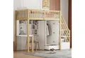 Produktbild: HAUSS SPOLE Hochbett 90 x 200 mit Kleiderschrank Regal und Tisch, Stauraum Treppe Natur (90 x 200 cm, Stauraum Treppe Mehrzweckbetteinheit Holzbettgestell) ohne Matratze
