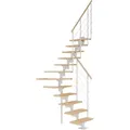 Produktbild: Dolle Mittelholmtreppe Boston 1/4gew. Stufen Buche Metall Weiß FSC®