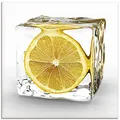 Produktbild: ARTland Wanddeko Glasbilder Wandbild Glas Bild einteilig 50x50 cm Quadratisch Obst Früchte im Eiswürfel Cocktails Bar Sommer Zitrone T5XT